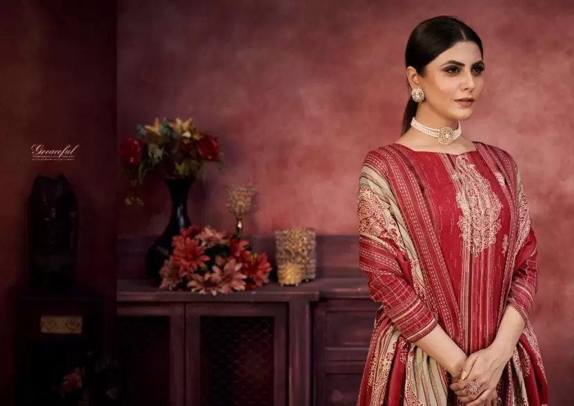 Wool Printed Salwar Suit Material  (Unstitched)