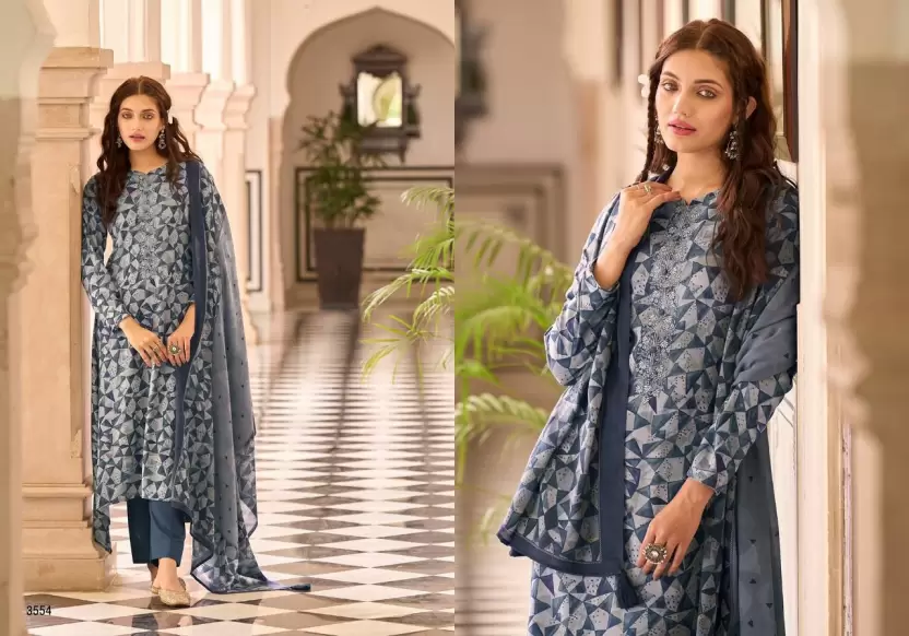 Pashmina Printed Suit Fabric  (Unstitched)