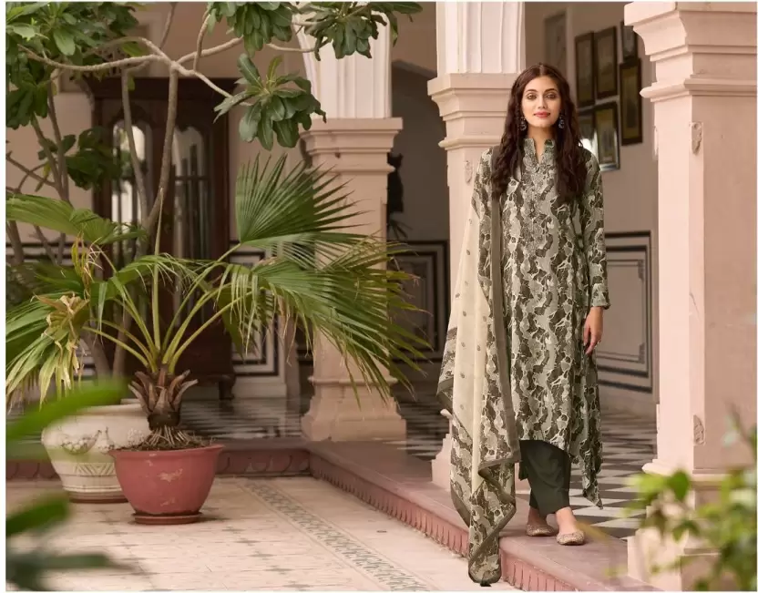 Wool Printed Suit Fabric  (Unstitched)