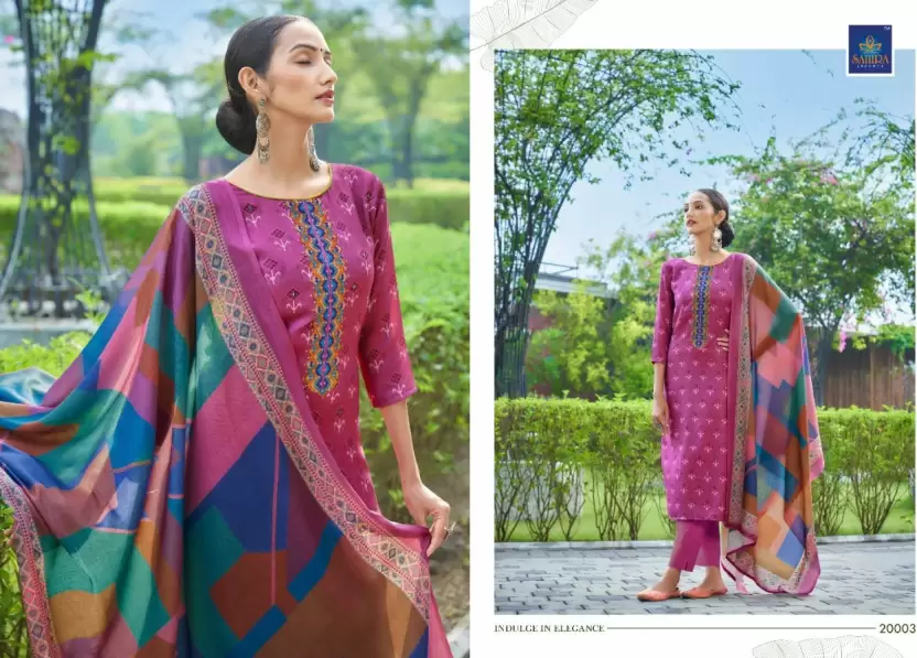 Wool Printed, Graphic Print Suit Fabric  (Unstitched)