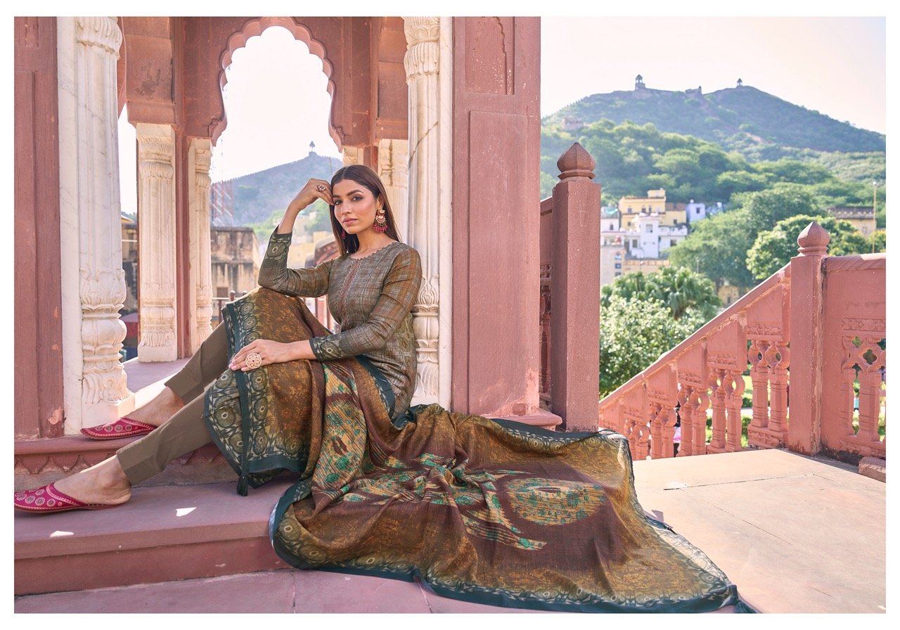 Viscos pashmina digital print Suit with work